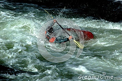 White water kayaking in the Potomac rapids at Great Falls, Maryland Editorial Stock Photo