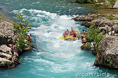 White water rafting on the rapids of river Manavgat Editorial Stock Photo