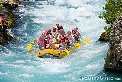 White water rafting on the rapids of river Manavgat Editorial Stock Photo