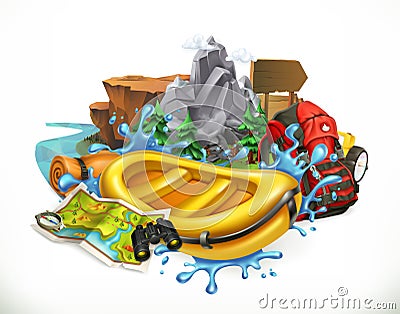 White water rafting. vector illustration Vector Illustration