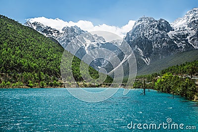 White Water River waterfall at Mt.Jade Dragon Snow Stock Photo