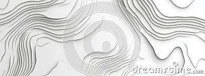 White wave paper curved reliefs abstract background with lines pattern, abstract topographic contour map with geometric Stock Photo