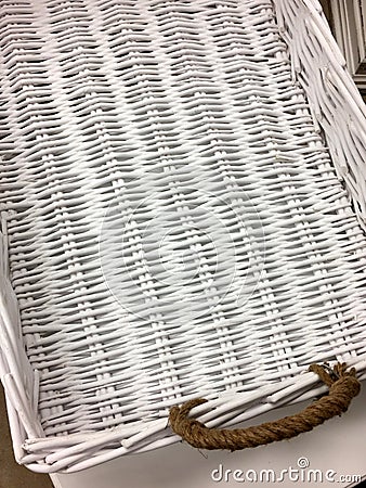 White weave basket with handles Stock Photo
