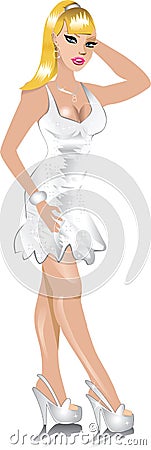 White Wedding Dress Vector Illustration