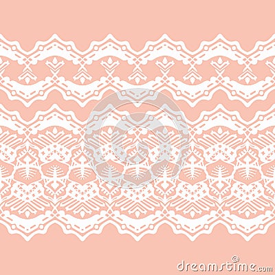 White wedding lace on a peach background Vector Illustration