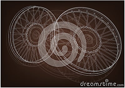 White wheels on a brown Vector Illustration