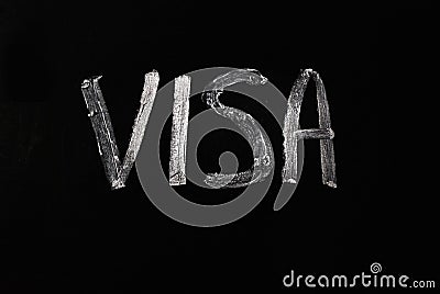 White white lettering on black Visa blackboard Stock Photo