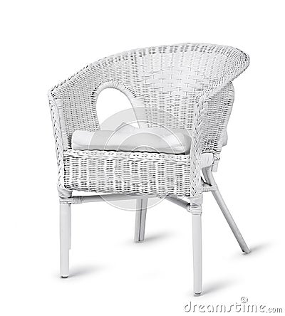 White wicker chair isolated Stock Photo