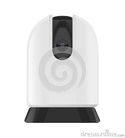 White wifi camera with black base, dome shape, surveillance system, vector illustration Vector Illustration