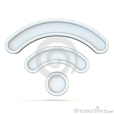 White WiFi sign 3D Cartoon Illustration