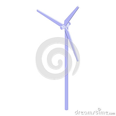 White wind turbine icon, isometric style Vector Illustration