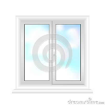 White window frame isolated on white background. 3d illustration. Plastic white window vector. Vector Illustration