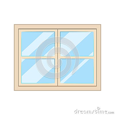 White window, glass frame interior construction isolated Vector Illustration