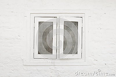 White window and white wall Stock Photo