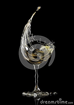 White wine glass on black background Stock Photo