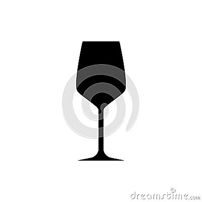 White wine glass silhouette, beverage goblet. Alcohol drink icon on a white background. A simple logo. Black shape basis for the Vector Illustration