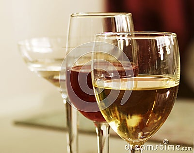 White Wine and Red Wine Stock Photo