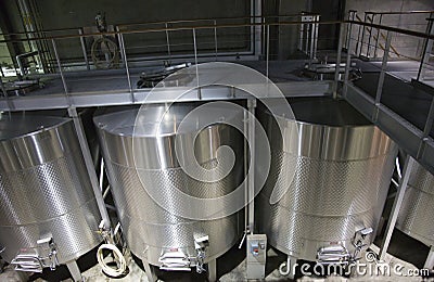 White Wine Stainless Steel Tanks Napa California Stock Photo