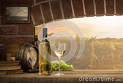 White wine tasting in the cellar Stock Photo