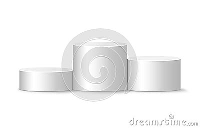White winners podium. Round realistic pedestal template isolated on white background Cartoon Illustration