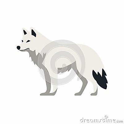 White Wolf: A Bold And Minimalist Icon On A White Background Cartoon Illustration