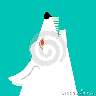 White wolf howls head isolated. Vector illustration Vector Illustration