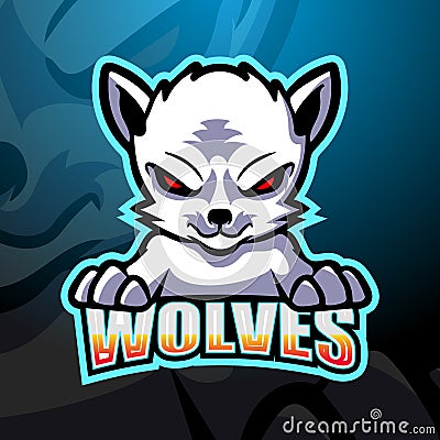 White wolves mascot esport logo design Vector Illustration