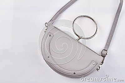 White womens leather handbag. Stock Photo