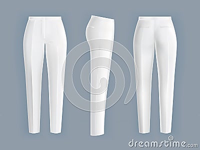 White womens pants realistic isolated vector Vector Illustration