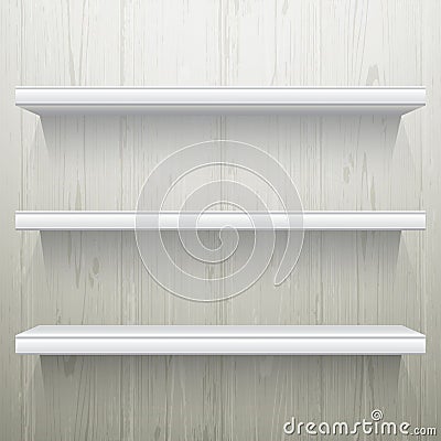 White wood background shelves Vector Illustration