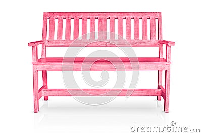 Wooden pink bench isolated on white Stock Photo