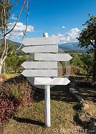 White wood signpost arrows blank Stock Photo