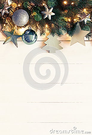 Turquoise Vertical Christmas Banner, Copy Space, Instagram Filter Stock Photo