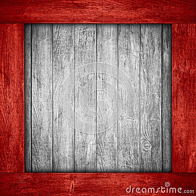 White wooden background in red wood frame Stock Photo