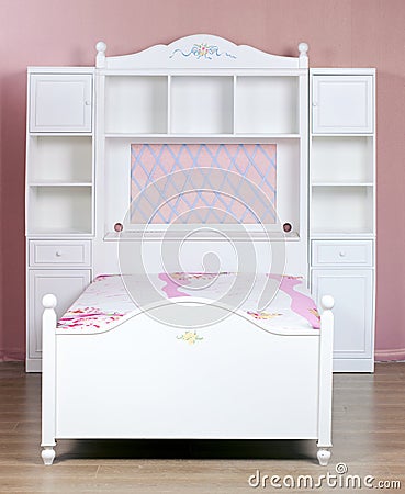 White wooden bedroom suite Stock Photo