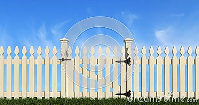 White wooden fence Stock Photo