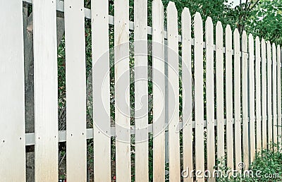 White Wooden fence background Stock Photo
