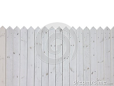 White wooden fence isolated on white background with copy space Stock Photo