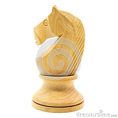 White wooden knight chess piece Stock Photo