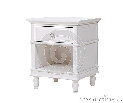 White wooden nightstand Stock Photo