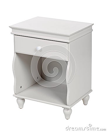 White wooden nightstand isolated, with path Stock Photo