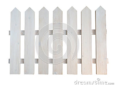 White wooden rough painted decorative cottage garden fence Stock Photo