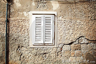 White wooden shutters closeup. May use as background Stock Photo