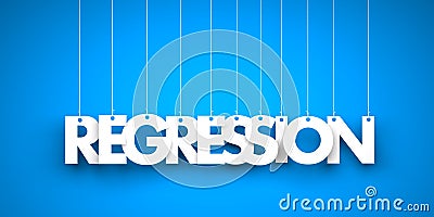 White word REGRESSION on blue background Cartoon Illustration