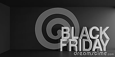 White words Black Friday Cartoon Illustration