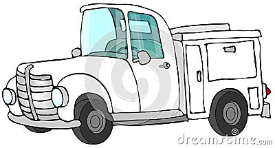 White Work Truck Cartoon Illustration