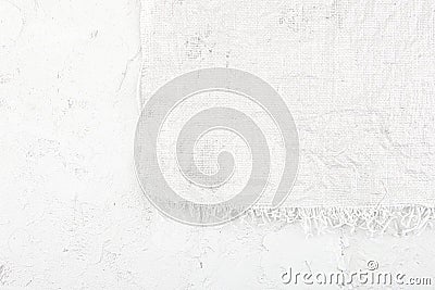 White woven plastic bag texture on concrete background. Stock Photo