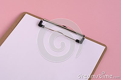 White writing paper on a pink background Stock Photo