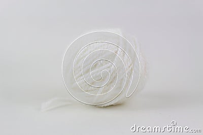 White yarn closeup on white background Stock Photo