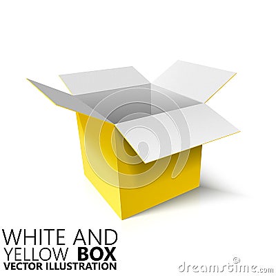 White and yellow open box 3D/ vector illustration Vector Illustration